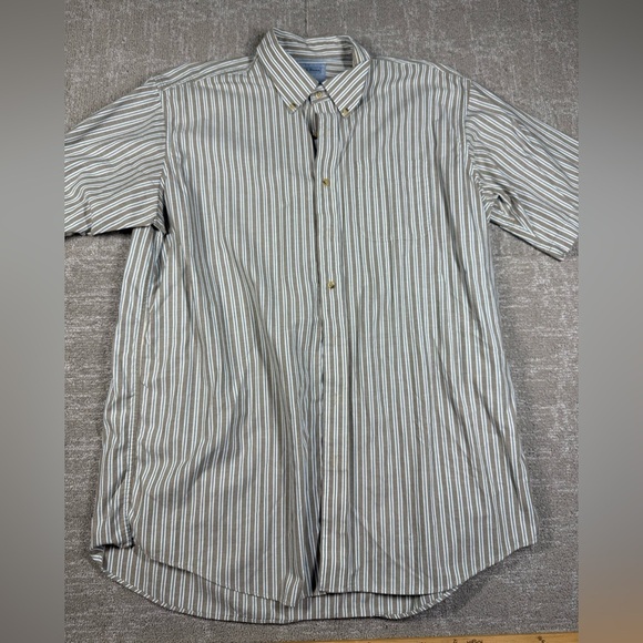 L.L. Bean Other - LL Bean 100% Cotton Button Down Striped Short Sleeve Shirt Mens Size XL Tall